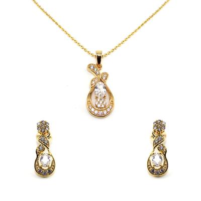 China Who respects the environment; Shiny Nickel Free Cubic Zirconia Jewelry Set Fashionable Gold Vermeil Beautiful Jewelry Sets Gold Jewelry Sets Women Wedding for sale