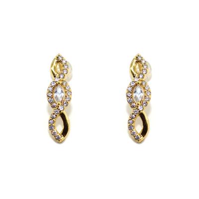 China 2021 women earring TRENDY new zircon diamond bow earing fashionable gold vermeil earstuds earring for sale