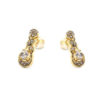 China FASHIONABLE gorgeous 925 sterling silver gold plated earrings gold vermeil women earing zircon earstuds earring for sale