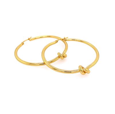 China Casual/Sporty Hoop Earrings Popular Hoop Earrings Knot With 18k Gold Plated Luxury Hoop Earrings 2021 Hypoallergenic Jewelry for sale