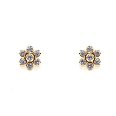 China Hot Selling Fashion Personality Small Flower Vermeil Gold FASHIONABLE Hot Sale Sterling Silver Popular High Quality Crystal Earrings 2021 for sale