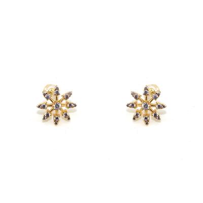 China New Trendy Luxury Gold Plated Firework Earring Zircon Firework Stud Earring Fashion Flower Earrings 925 Silver Post Earring for sale