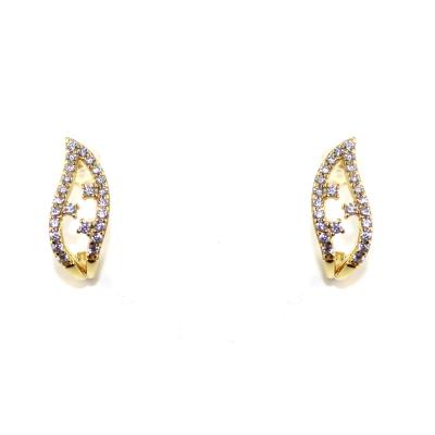 China Fashion Trendy Personality Gold Stud Earrings Leaf Shaped Shiny Micro Christmas Insert Earrings for sale