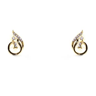 China New Design Trendy Teardrop Shaped Gold Zircon Personality Stud Earrings Christmas Gift Micro Insert for sale