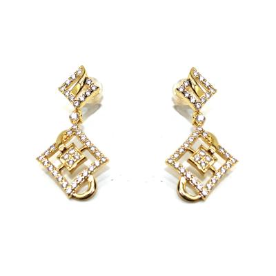 China Fashion TRENDY Gold Plated Square Cubic Zirconia Stud Earrings Sterling Silver Women Fine Jewelry for sale