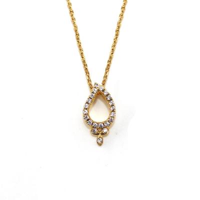 China TRENDY 14k Gold Plated Stone Pendant Necklace Fine Zircon Necklace Women Jewelry for sale