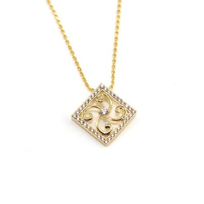 China Office/Career Hollowed- Out Necklace 925 Sterling Silver Square Necklace 18k Gold Jewelry Diamonds Necklaces Gemstone Necklace for sale