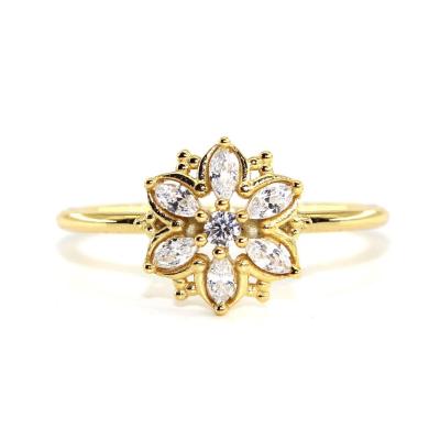 China TRENDY Floral Gemstone Zirconic Ring Gold Plating Silver Wedding Ring Fashion Women Jewelry for sale