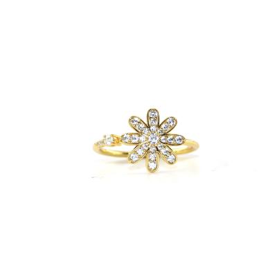 China Romantic Crystal Rings Jewelry Stone Women Adjustable Zircon Sliver Diamond Flower for sale