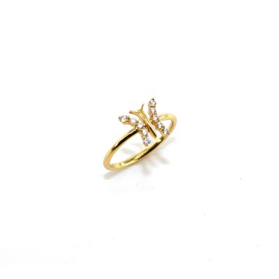 China 2021 14k Gold Vermeil CZ Copper Trendy Minimalist Newstyle Trendy Butterfly Rings Silver Jewelry Women for sale