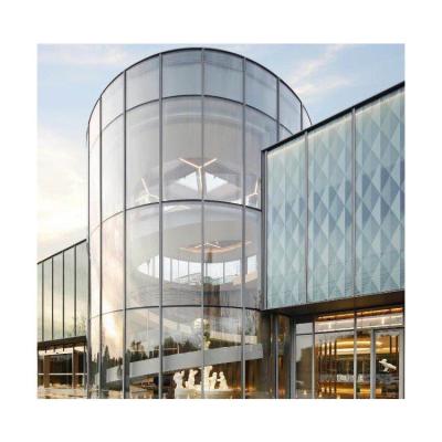 China Good quality low-e modern iron double glazed extra clear curved curved insulated glass for shopping mall facade for sale