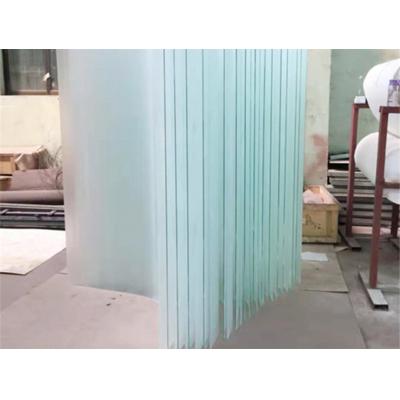 China Yard Curved Frosted Tempered Glass Toughened Acid Etched Translucent Privacy Bent Glass Partition Wall Bend Shower Door for sale