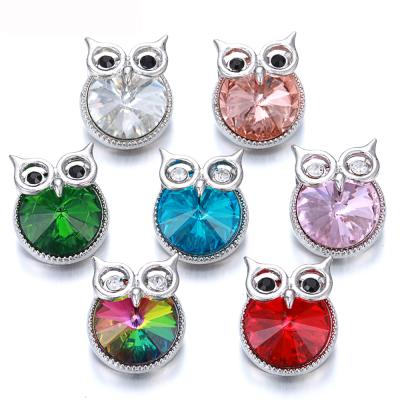 China Diy 18mm Owl Crystal Rhinestone Alloy Snap Button Fit Snap Bracelet Necklace Jewelry For Woman Jewelry for sale