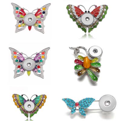 China Vintage Classic Rhinestone DIY Jewelry Delicate Butterfly Brooches Fit 18mm Snap Accessories for sale