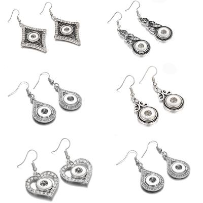 China Retro New 12mm Snap Jewelry Vintage Alloy Snap Button Drop Earrings Fit Snap Button Jewelry for sale