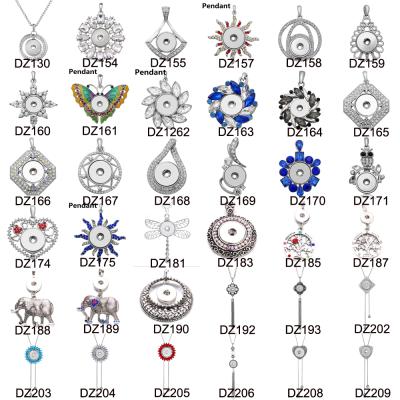 China Retro New 18mm Rhinestone Alloy Snap Button Pendant Necklace Fit DIY Jewelry Accessory for sale