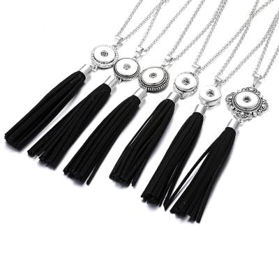 China Retro New Alloy Tassel Long Snap Button Necklace Fit 18mm Snap Buttons Charm Jewelry for sale