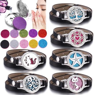 China Fragrance Diffuser Oil Pendant Aromatherapy Watch Leather Multilayer Twisted Bracelet Casual/Sports Jewelry for sale