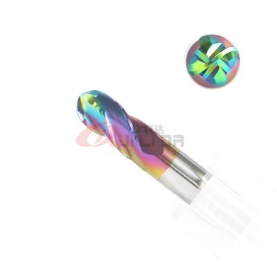 Κίνα HRC65 μύλος 4 φλάουτα Ballnose Endmill τελών αργιλίου επιφάνειας καθρεφτών με το επίστρωμα DLC προς πώληση