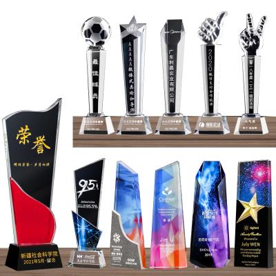 China Crystal trophy custom thumbs creative glass trophy metal trophy basketball football event souvenirs for sale