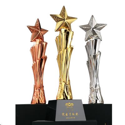 China Starlight Award Five-pointed star custom creative metal trophy resin custom carved crystal trophy for sale