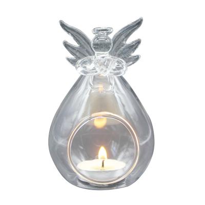 China European style wishing angel windproof heat-resistant transparent crystal candle holder for sale