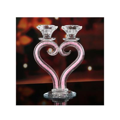 China Pink Love Candle Holder Hotel Living Room Crystal 2021 Modern Minimalist Wedding Art & Collectible,holiday Decoration & Gift for sale