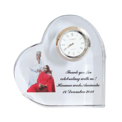 China Factory direct sales holiday gift crystal trophy love photo frame clock ornament Te koop