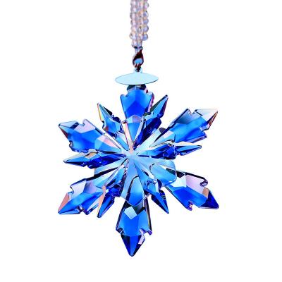 China K9 Stained Glass Crystal Christmas Tree Ornament Christmas Snowflake Shiny Snowflake Pendant Decoration Supplies for sale