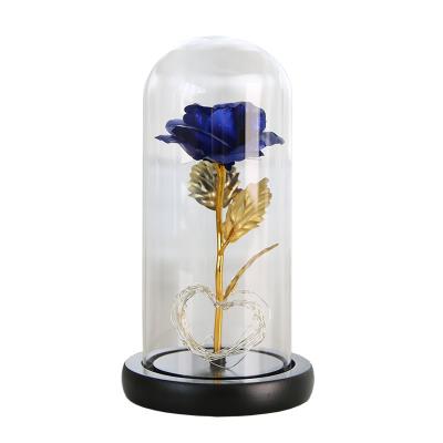 China 2021 New Home Decoration Gifts Crystal Christmas Table Crystal Crafts Crystal Preserved Flower Rose Flower Folk Art 9*20cm for sale