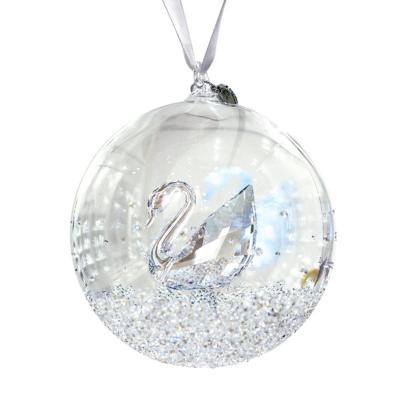 China Car pendant crystal swan pendant glass ball pendant rear view mirror car female decoration for sale