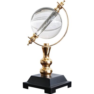 China Round Crystal Glass Ball Light Luxury Creative High Quality Metal Base Globe Decoration Home Office Decoration Gift for sale