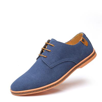 China Newest Breathable Casual Leather Shoes Men Faux Suede Toe Lace Up Men Oxford Headed Shoes Blue Stylish Men Shoes for sale