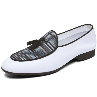 China 2022 Spring New Men's Breathable Casual Leather Shoes Fashion Trend White Tassel Slip-on Stylish Shoes for sale