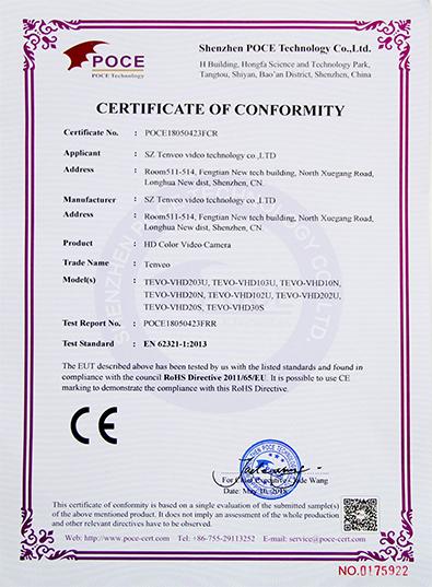 RoHS - Sz Tenveo Video Technology Co., Ltd.