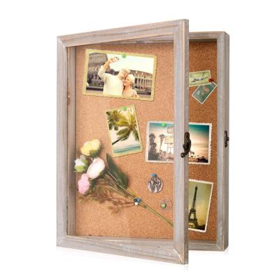 China Vintage Wall Hanging Photos Memory Box Display Case Wooden Shade Box Frame With Glass for sale