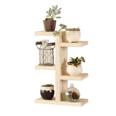 China Modern Handmade Paulownia Plant Rack Wooden Flower Pot Shelf Rack for sale