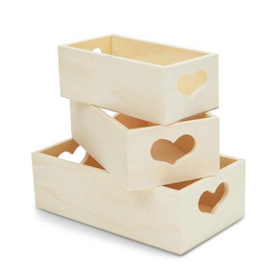 China Europe Organizer Box Unfinished Wood Open Top Storage Crate For Fruit for sale