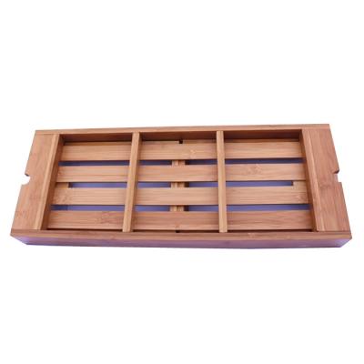 China Sustainable Handmade Expandable Bamboo Table Tray Bath Tub Tub Caddy for sale