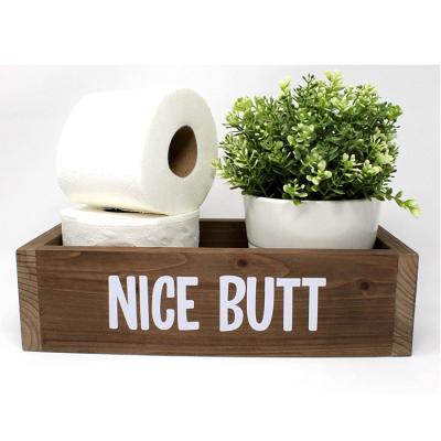 China Handmade Rustic Solid Wood Butt Bathroom Decor Interesting Box From Europe for sale