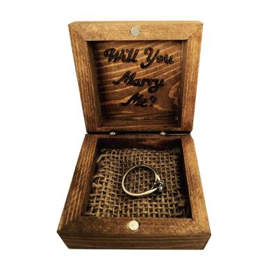 China Rustic Handmade Wooden Personalized Wooden Ring Engagement Box for sale