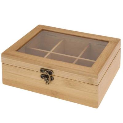 China Handmade Wooden Bamboo Tea Bag Chest Box Tea Bag Chest Box With Clear Lid for sale