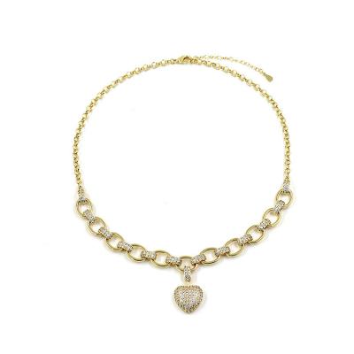 China TRENDY Custom Gold Plated Bling Jewelry Necklace Hip Hop Heart Pendant Necklace for sale