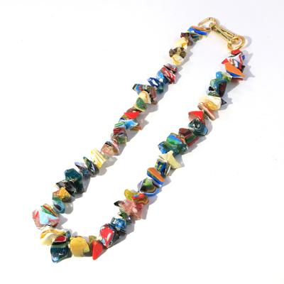 China Latest Fashion European Bohemian Necklace TRENDY Custom Jewelry Multi Color Resin Bead Necklace for sale