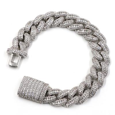 China Hip Pop Jewelry Wholesale Cuban Chain Retro Zircon Micro Paved Rope Chain Bracelet for sale