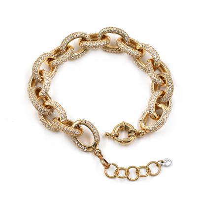 China Hiphop Gold Chain Bracelet Women Miami Jewelry Iced Out Cuban Link Chain Bracelet for sale