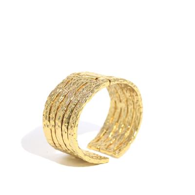 China CLASSIC Fashion New Classic Simple Gold Plated Customized Gift Women Jewelry Designer Wide Open Cuff Bracelets for sale