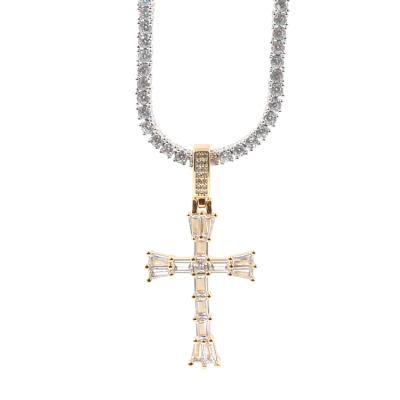 China Wholesale High Quality Stainless Steel Religious Iced Out Crystal Zircon Cross Pendant Necklace For Men Women 2021 Jewelry for sale