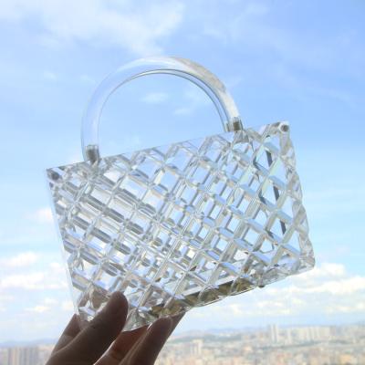 China Fashionable Fashion Bag Plastic Box Clutch Purse Bag Custom Acrylic Clear Transparent Evening Handbag For Women for sale