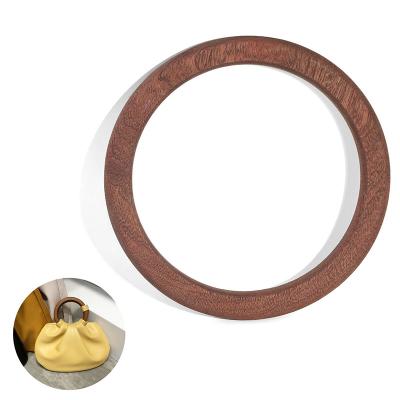 China Whole Sale High Quality Handbag Round Circle Shape Wooden Handmade Clutch Handle For Purse for sale